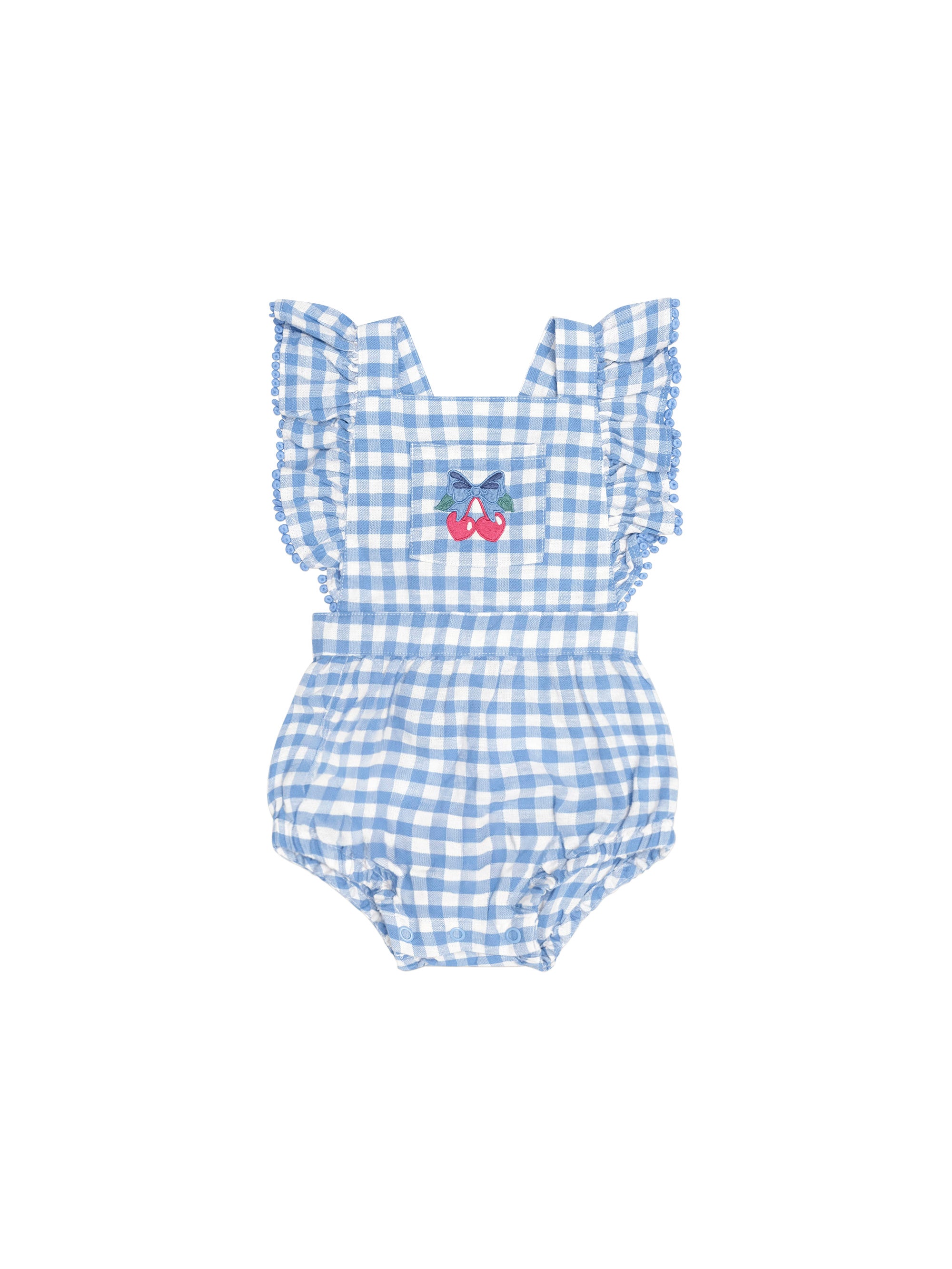 Dusty Blue Gingham Bow Playsuit