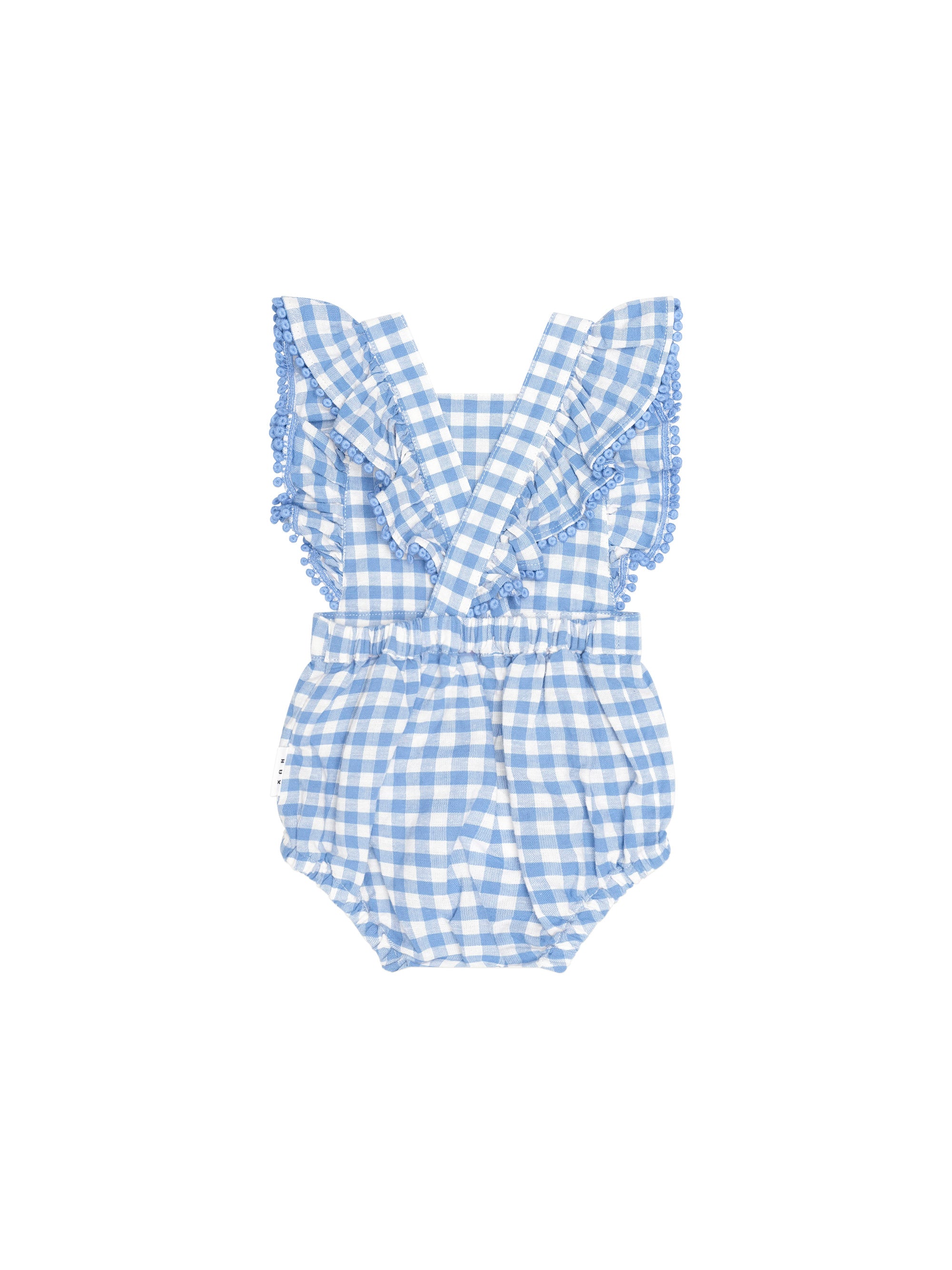 Dusty Blue Gingham Bow Playsuit