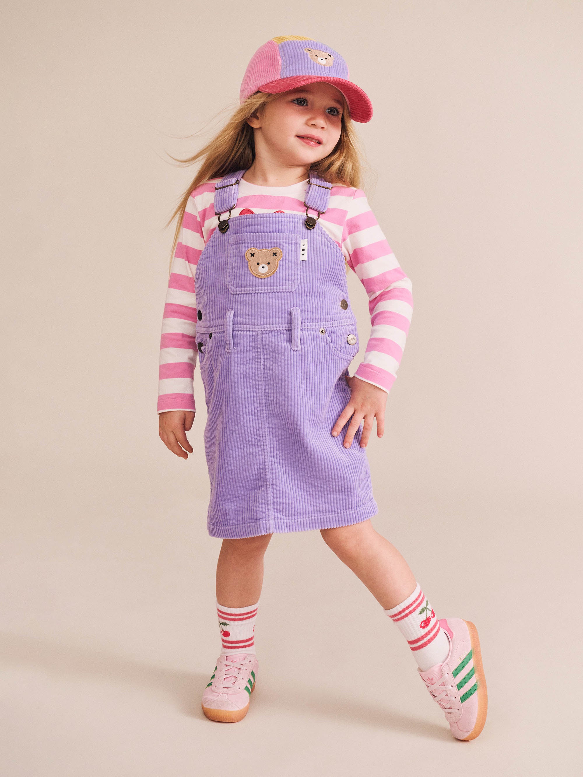Pink Colour Block Cord Panel Cap