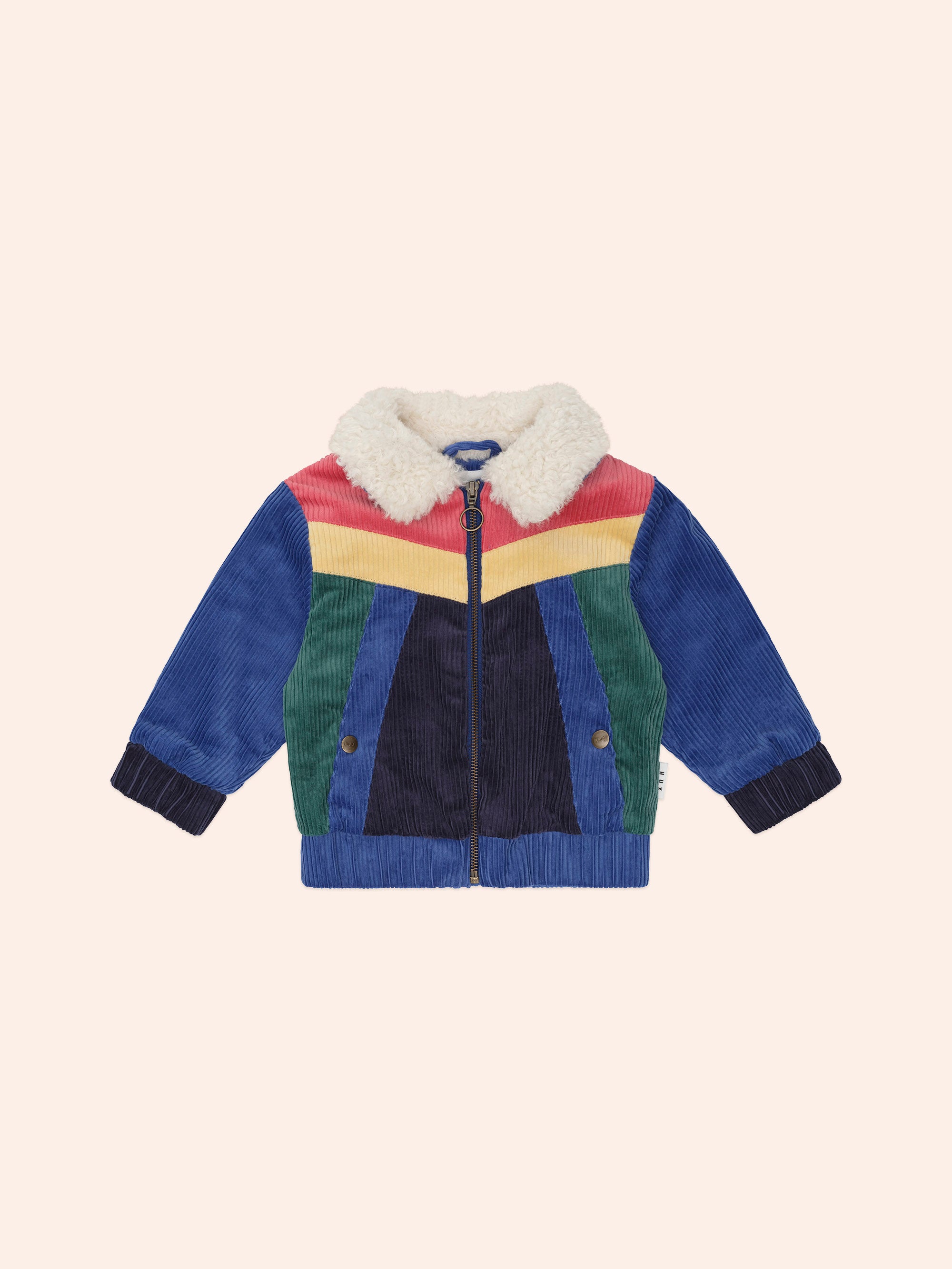 Colour Block Blue Boys Cord Jacket