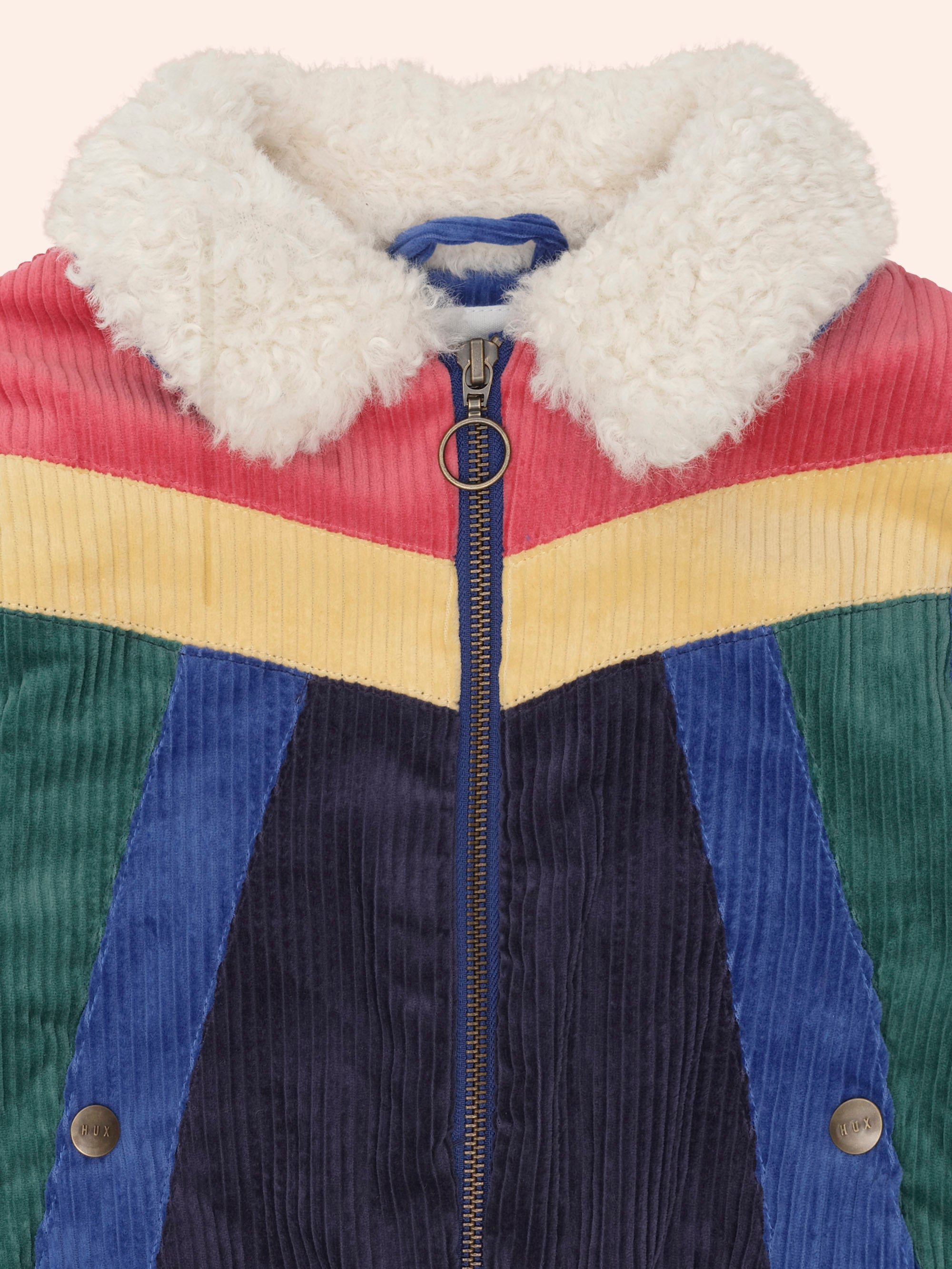 Colour Block Blue Boys Cord Jacket