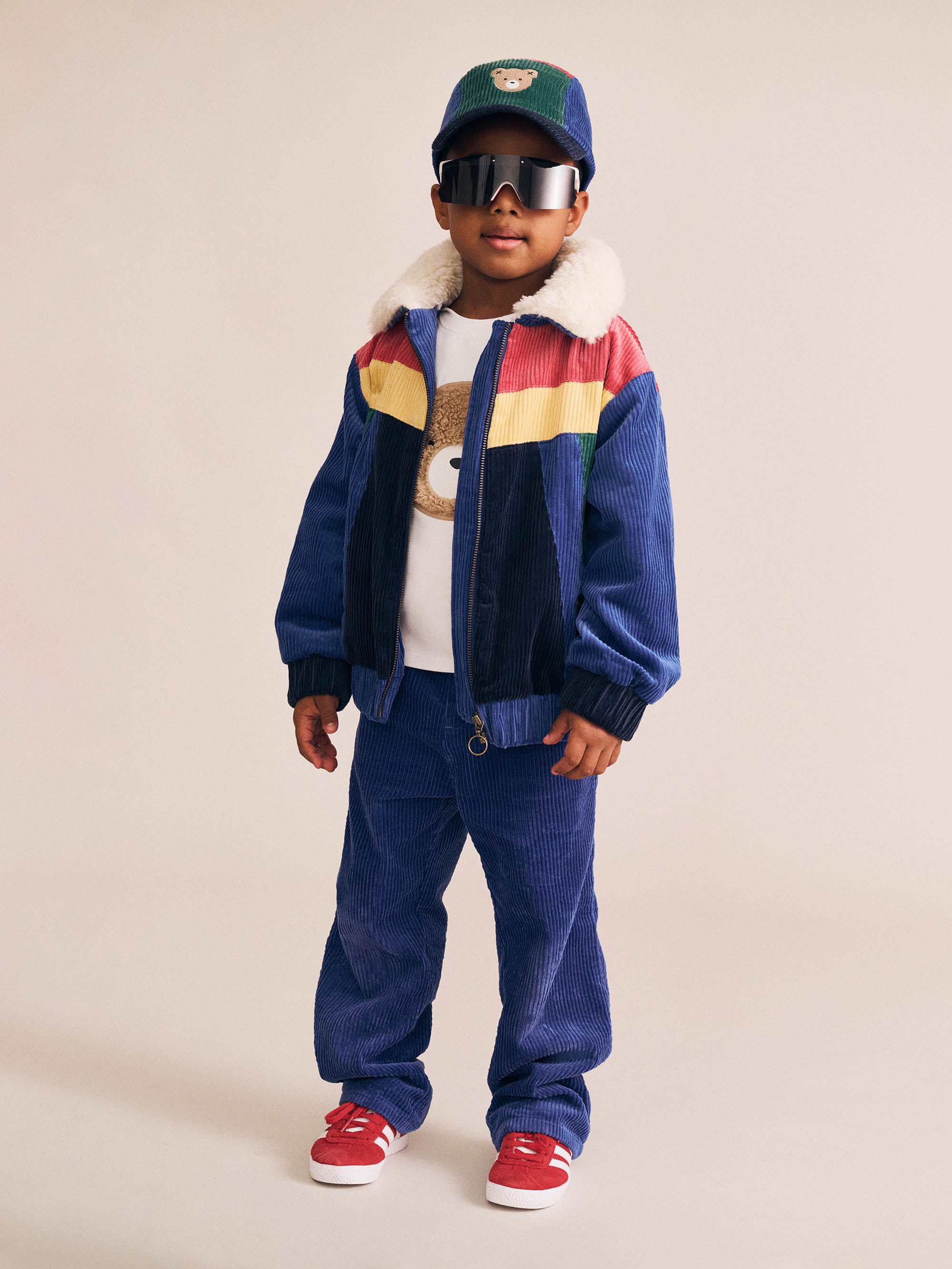 Colour Block Blue Boys Cord Jacket