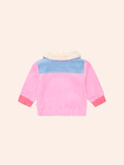 Colour Block Girls Pink Cord Jacket