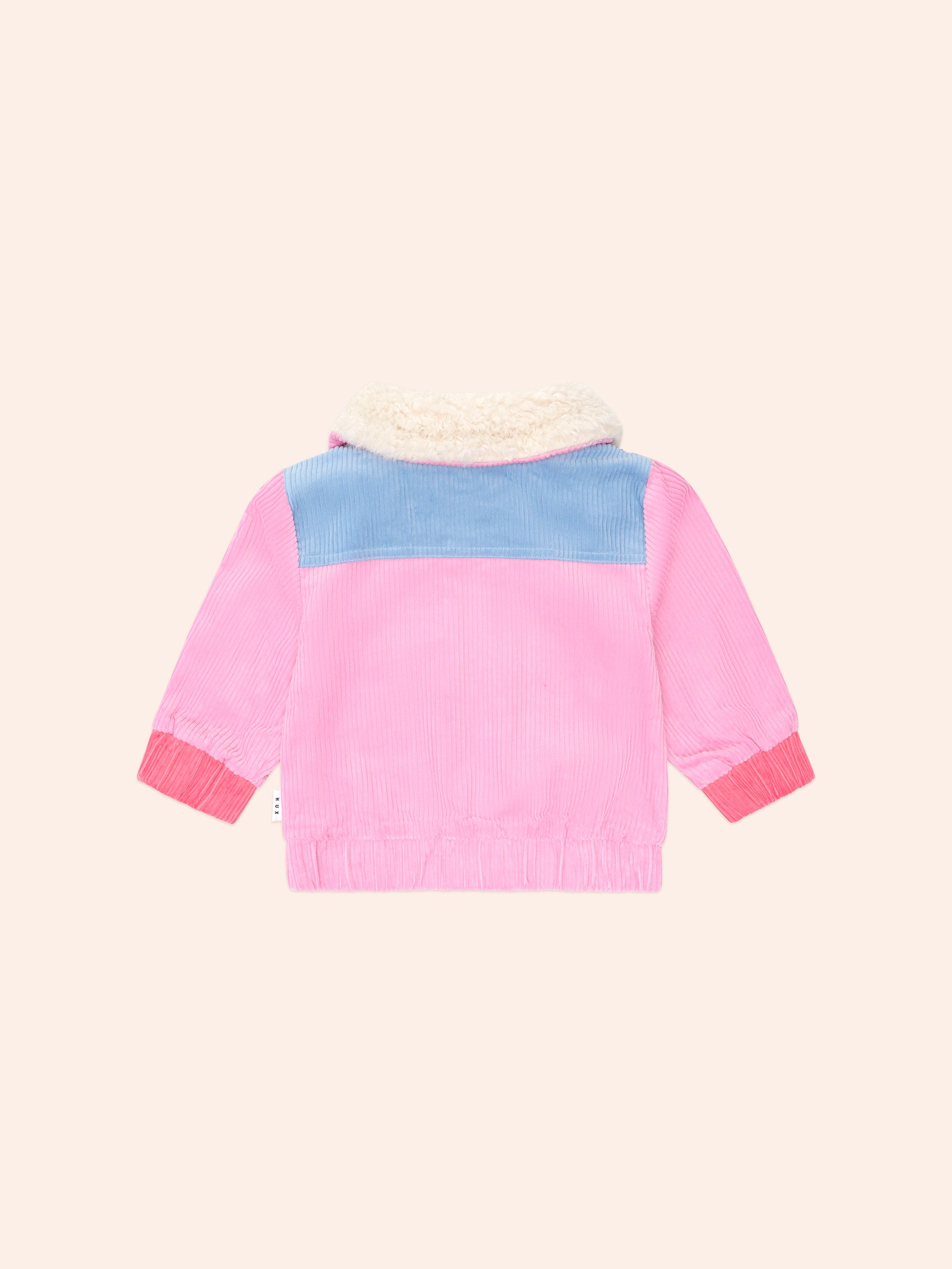 Colour Block Girls Pink Cord Jacket