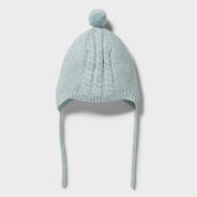 Knitted Cable Bonnet - Mint Fleck