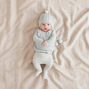 Knitted Cable Bonnet - Mint Fleck