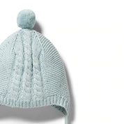 Knitted Cable Bonnet - Mint Fleck