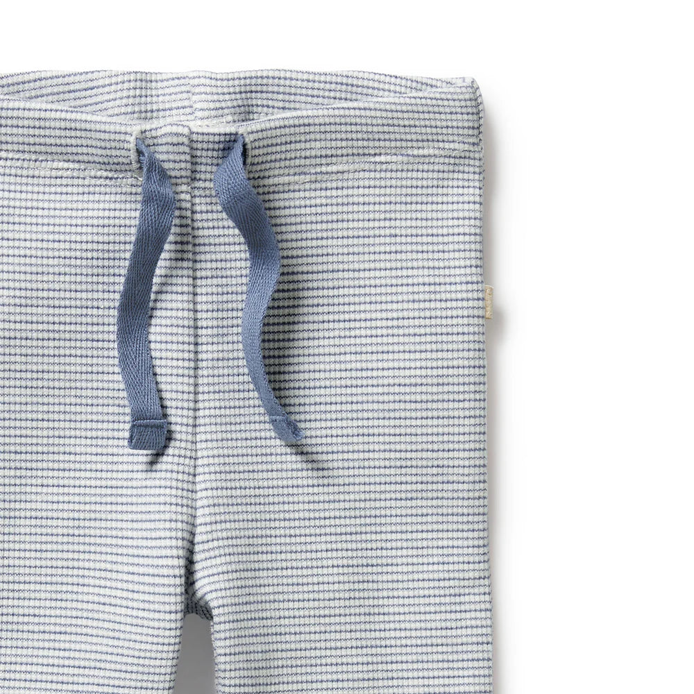 Organic Stripe Rib Legging - Rain Drop