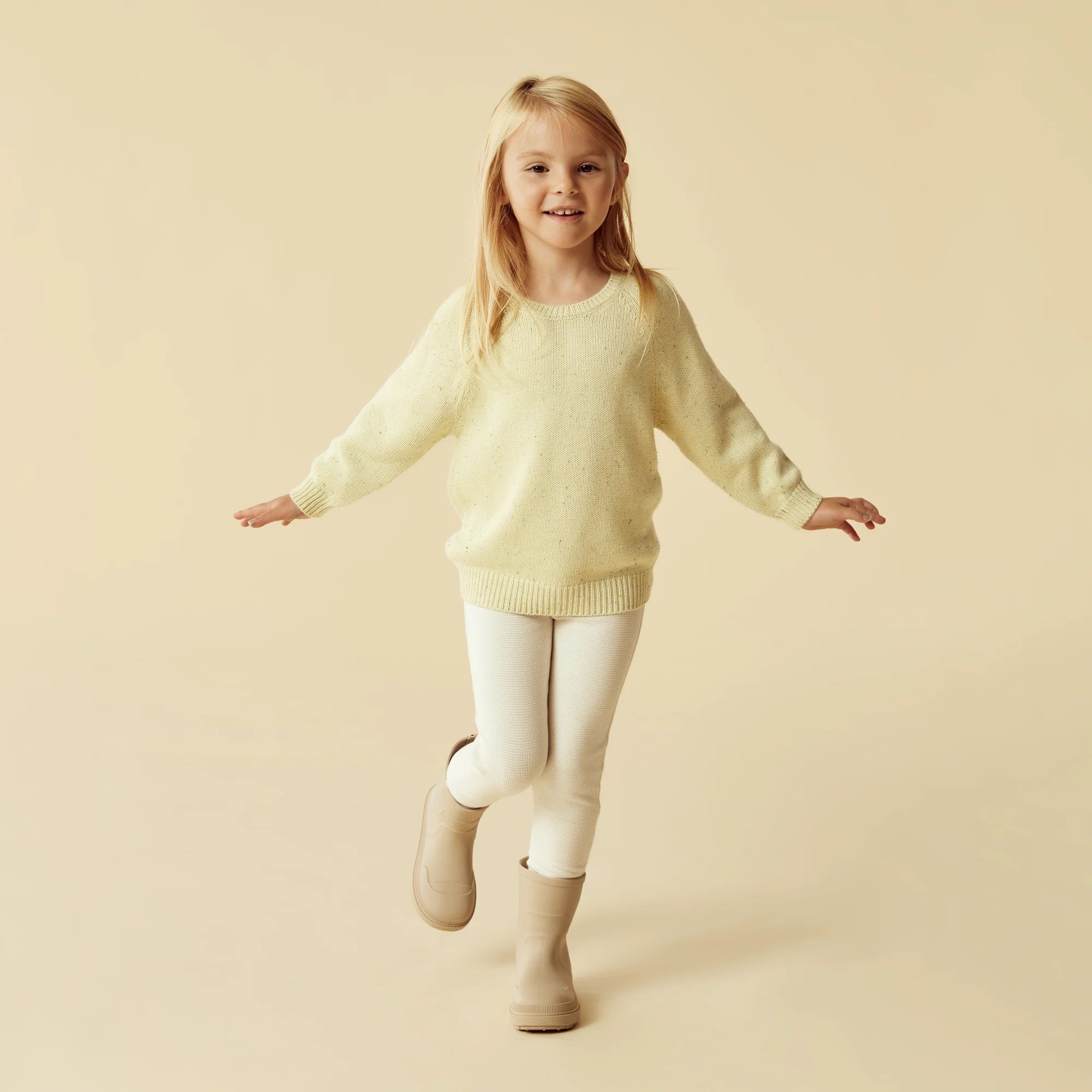 Organic Stripe Rib Legging - Oatmeal