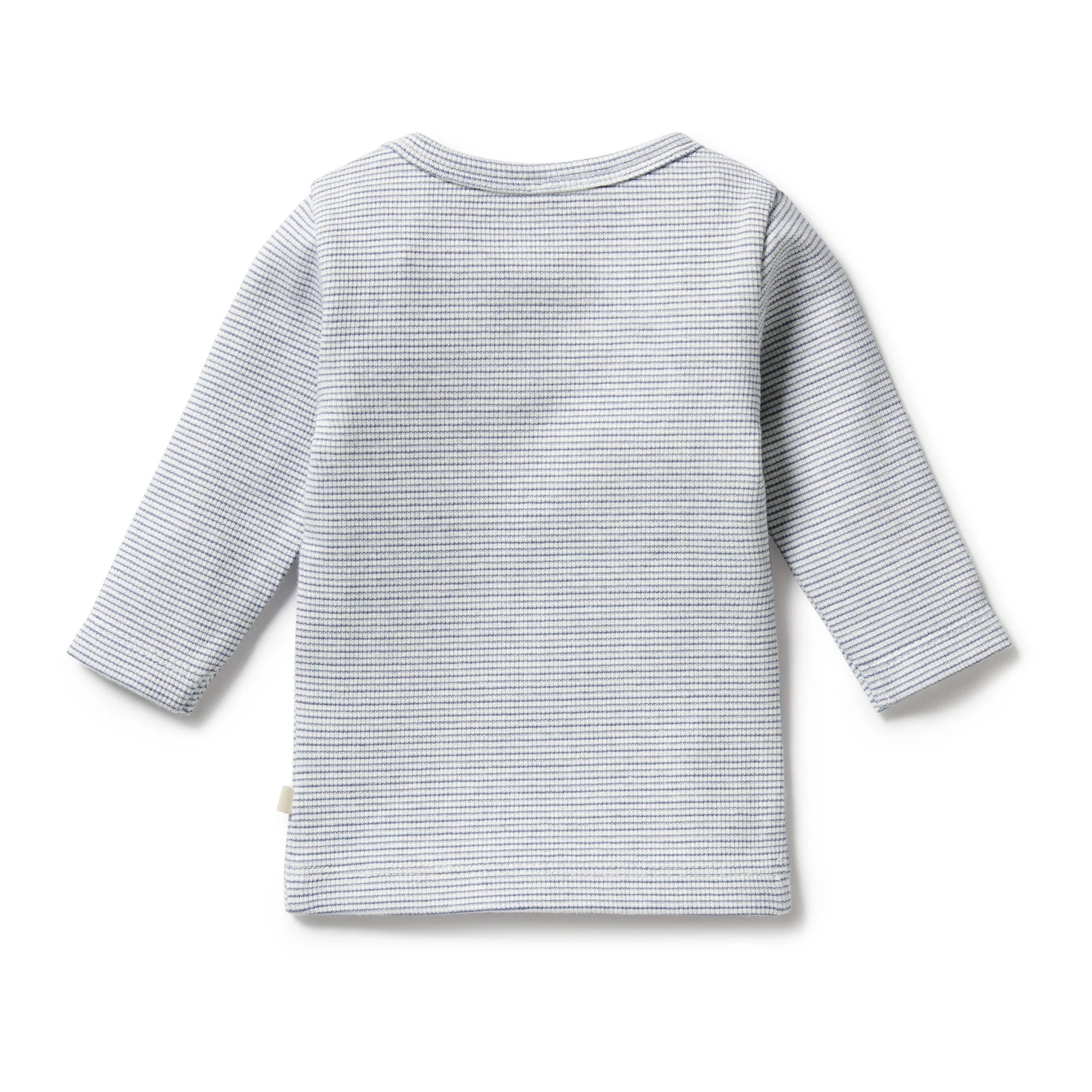 Organic Stripe Rib Long Sleeved Top - Rain Drop