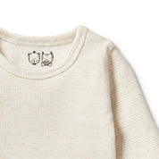 Organic Stripe Rib Long Sleeved Top - Oatmeal