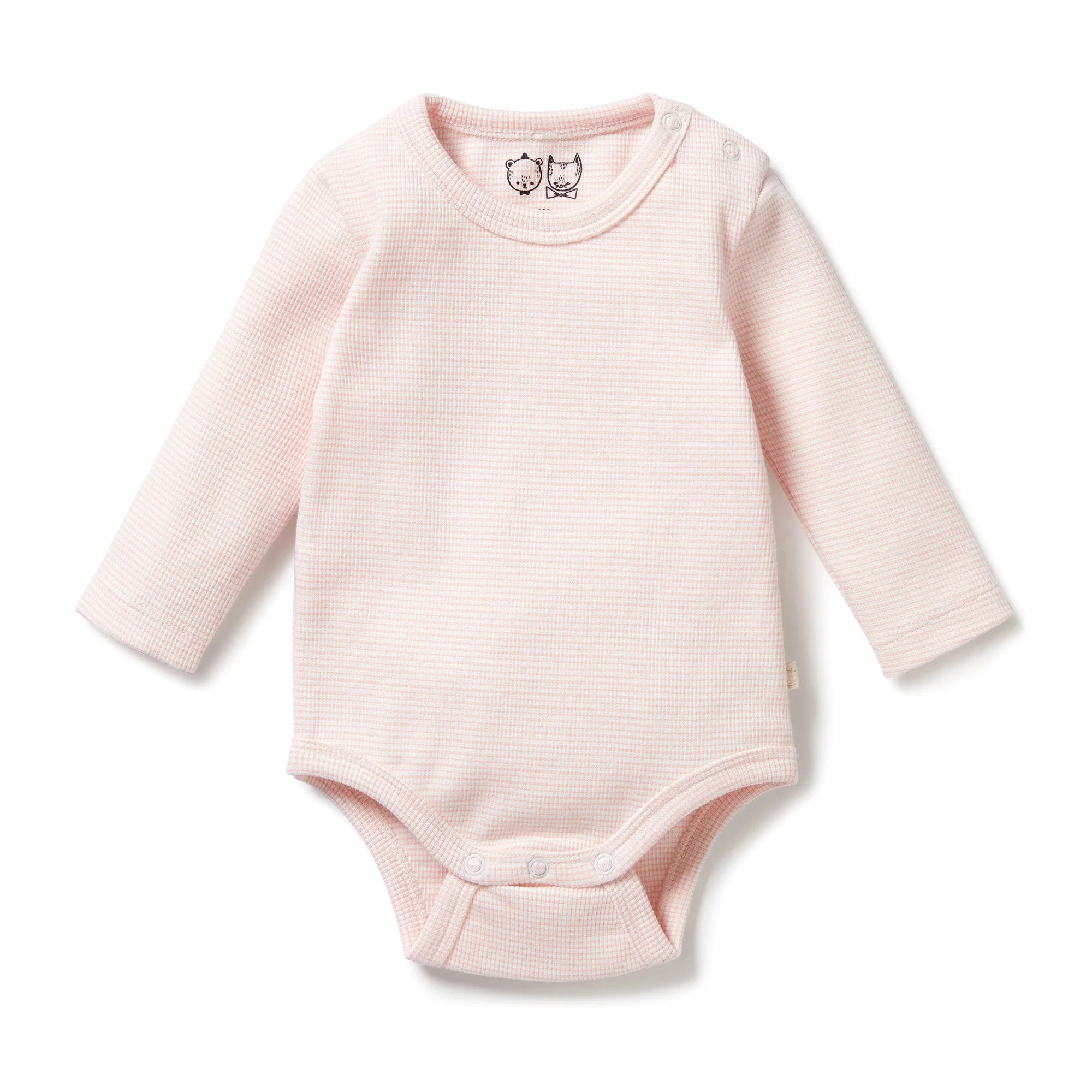 Organic Stripe Rib Long Sleeved Bodysuit - Cantaloupe