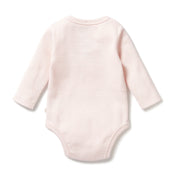 Organic Stripe Rib Long Sleeved Bodysuit - Cantaloupe