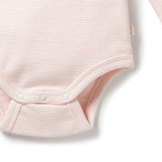 Organic Stripe Rib Long Sleeved Bodysuit - Cantaloupe