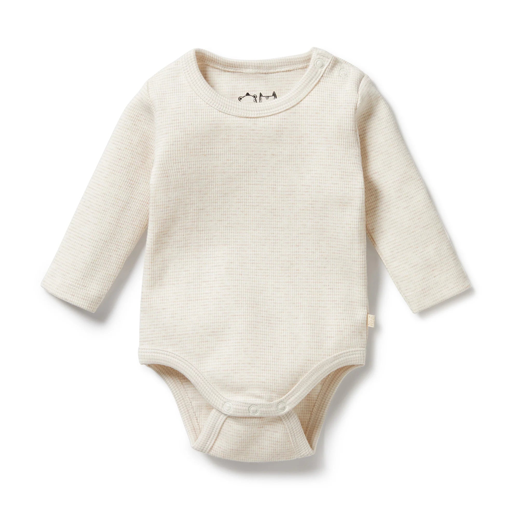 Organic Stripe Rib Long Sleeved Bodysuit - Oatmeal