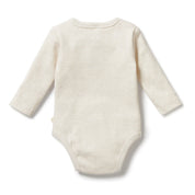 Organic Stripe Rib Long Sleeved Bodysuit - Oatmeal