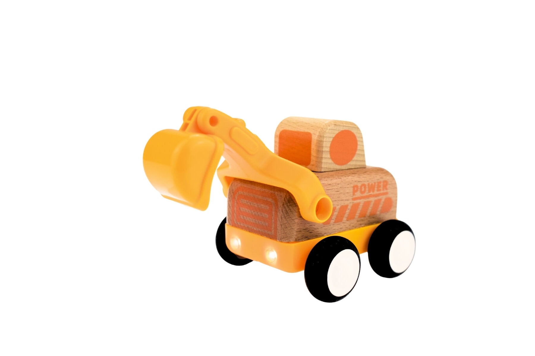 Wooden Friction Truck - Digger with Sound and Light