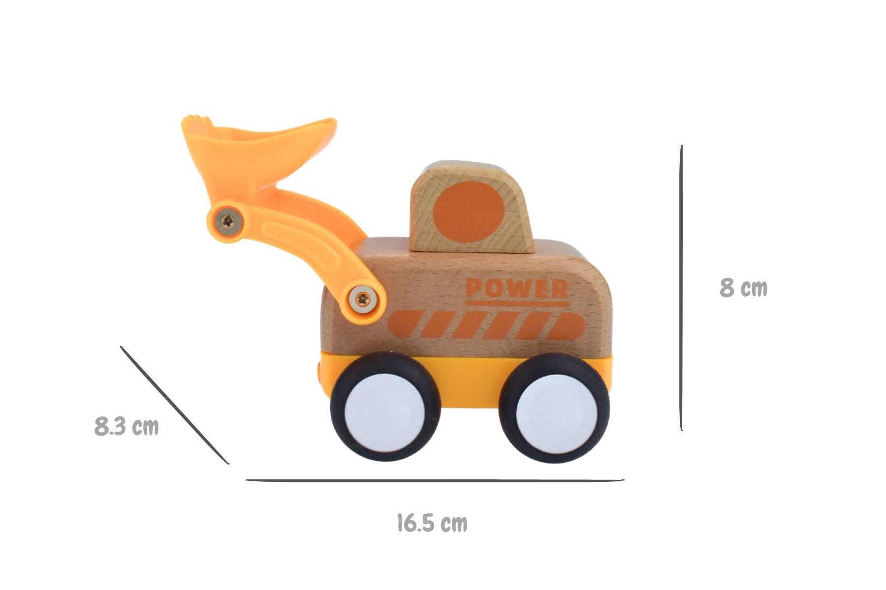 Wooden Friction Truck - Digger with Sound and Light