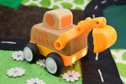 Wooden Friction Truck - Digger with Sound and Light