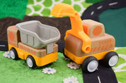 Wooden Friction Truck - Digger with Sound and Light