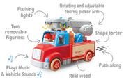 Wooden Fire Engine with Sound and Light