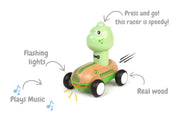 Wooden Press & Go Racer - Dinosaur