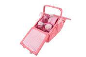 Rose Tin Tea Set in Picnic Basket - 18 pc