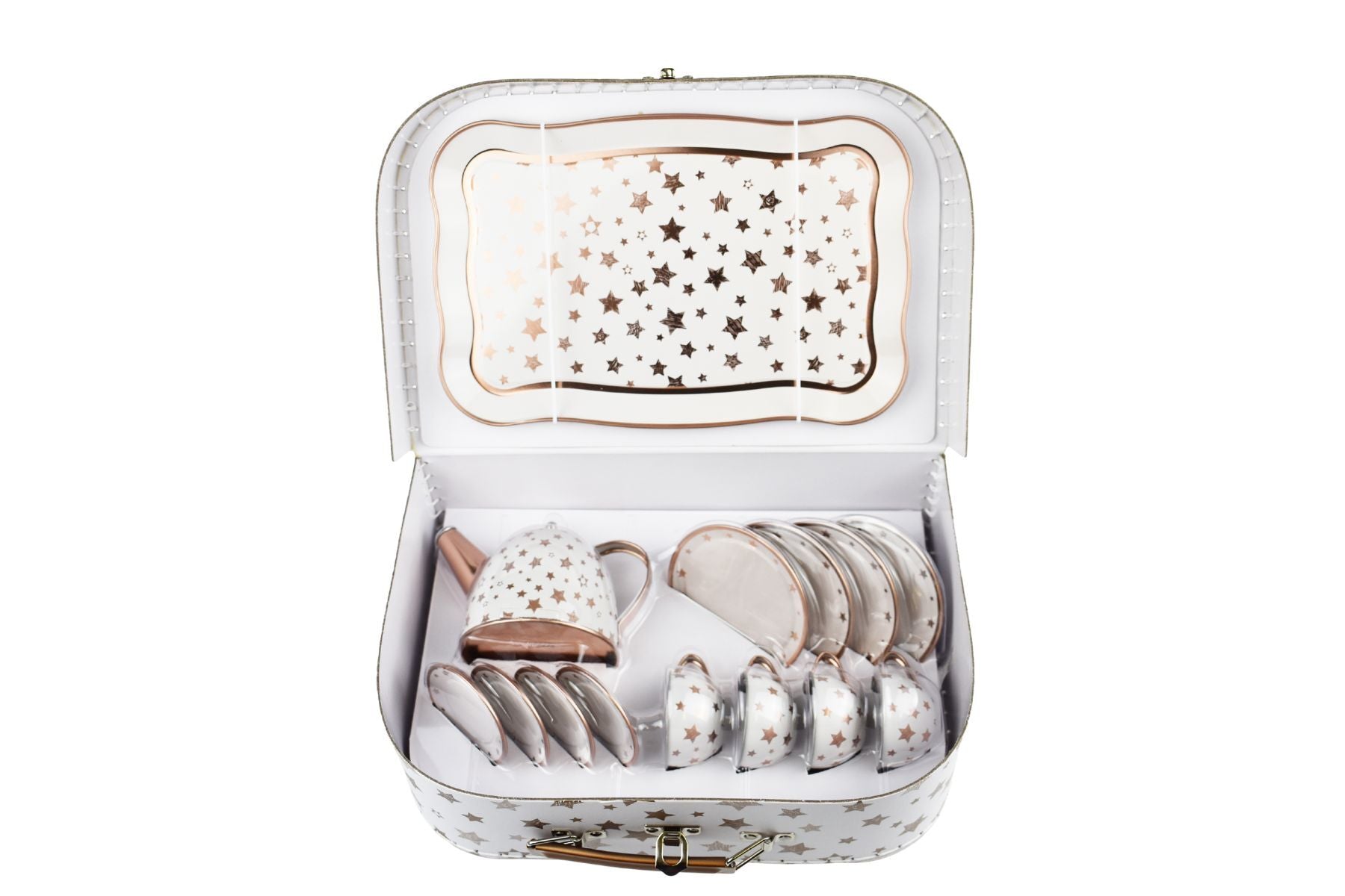 Gold Star Tin Tea Set in Suitcase