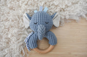 Snuggle Buddy Trunks Elephant Wooden Ring Rattle