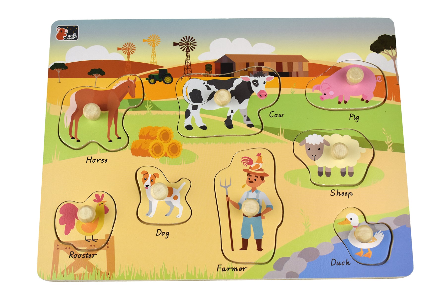 2 in 1 Australian Farm Animals Peg Puzzle