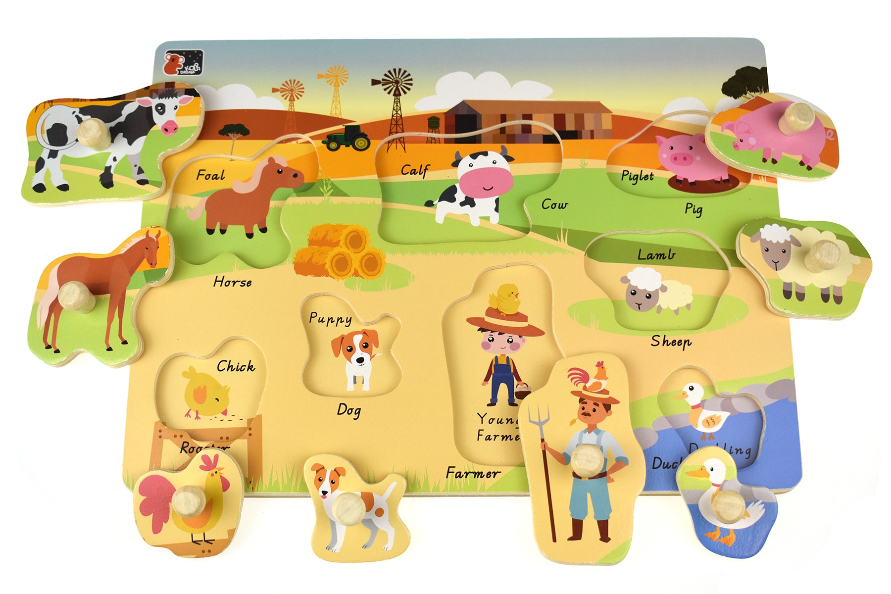 2 in 1 Australian Farm Animals Peg Puzzle
