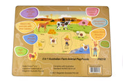 2 in 1 Australian Farm Animals Peg Puzzle