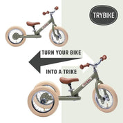 Trybike Steel 2 in 1 Balance Bike Vintage Green Matte