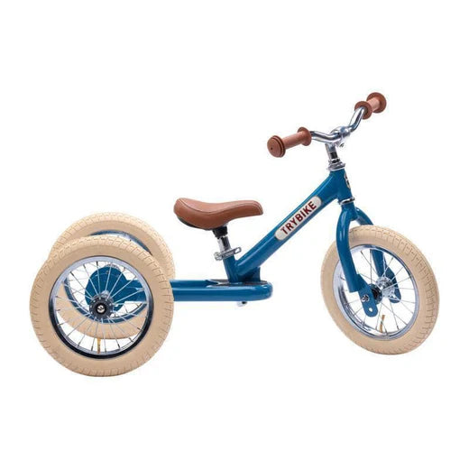 Trybike Steel- 2 in 1 Balance Bike Vintage Blue Matte