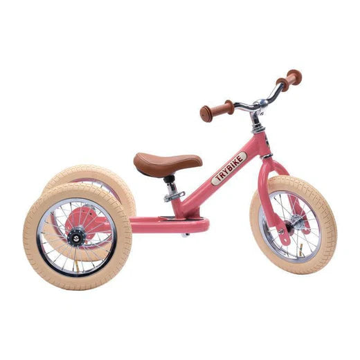 Trybike Steel 2 in 1 Balance Bike Vintage Pink Matte
