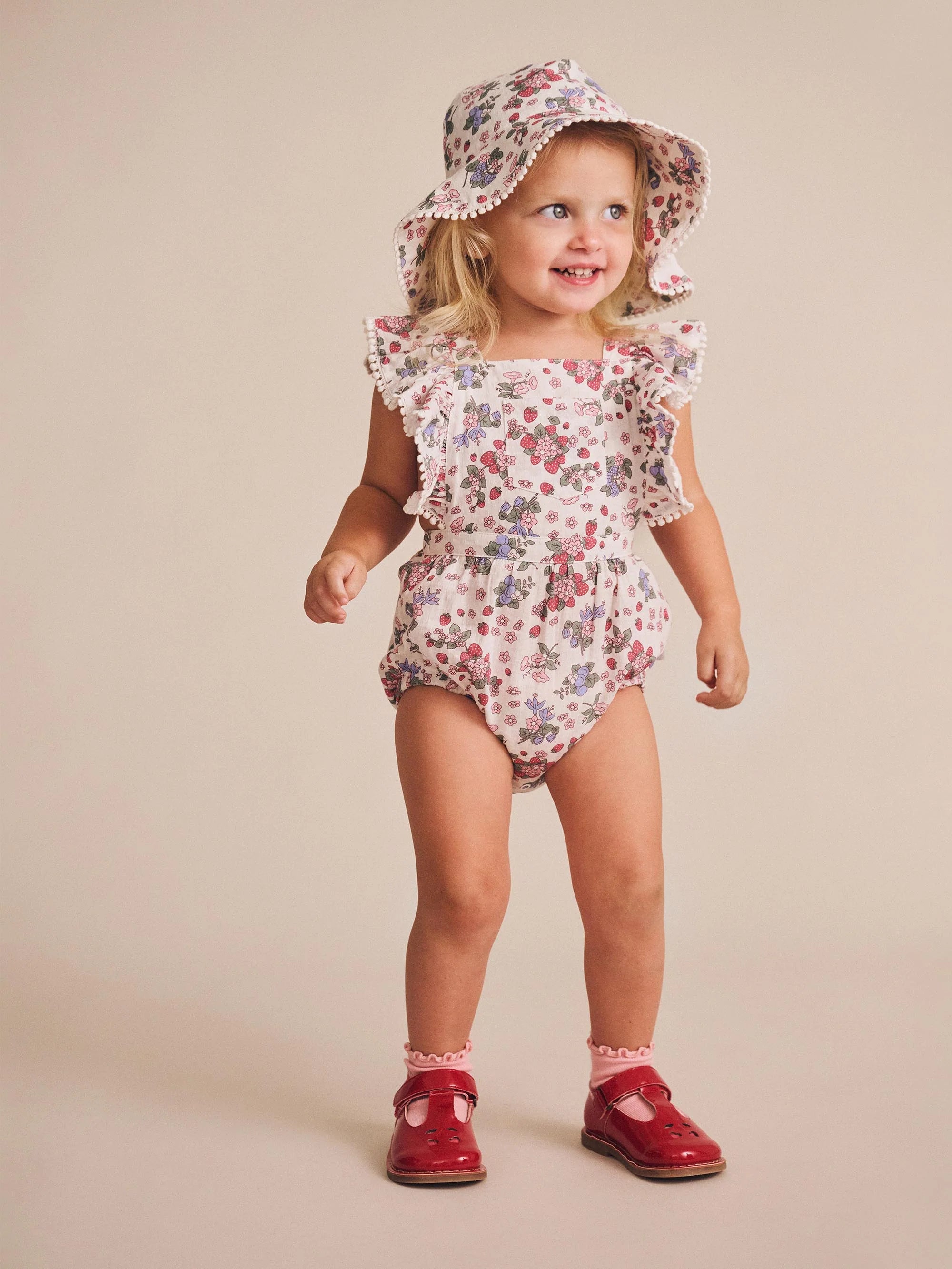 Strawberry Garden Playsuit Cream