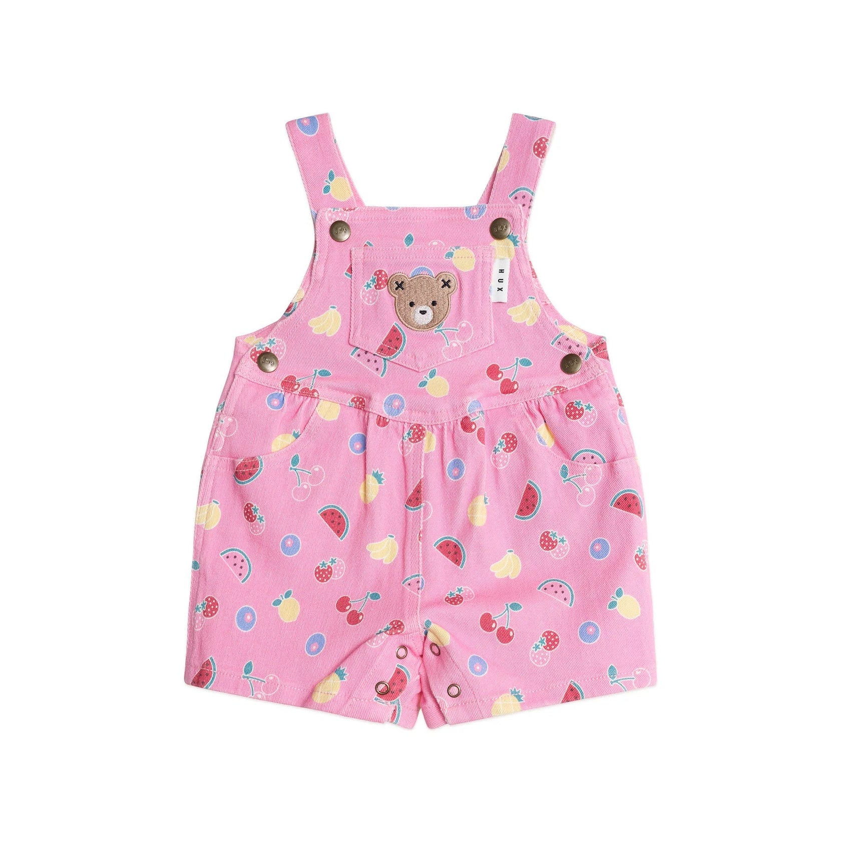 Pink Fruit Emoji Fruit Short Overalls