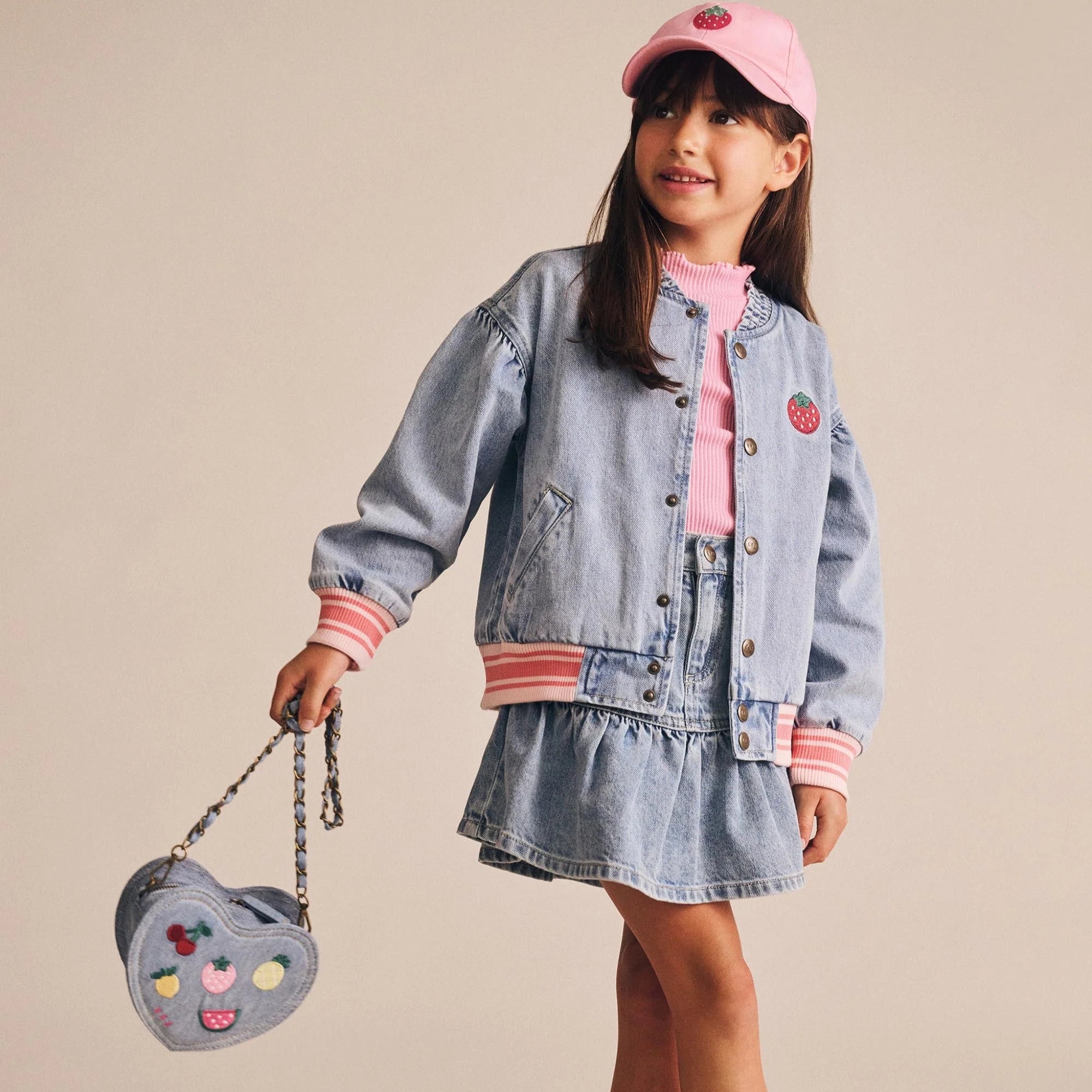 I Heart Fruit Denim Shoulder Bag