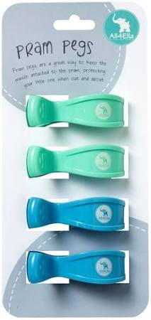 4 Pack Pram Pegs - Pastel Green/Blue