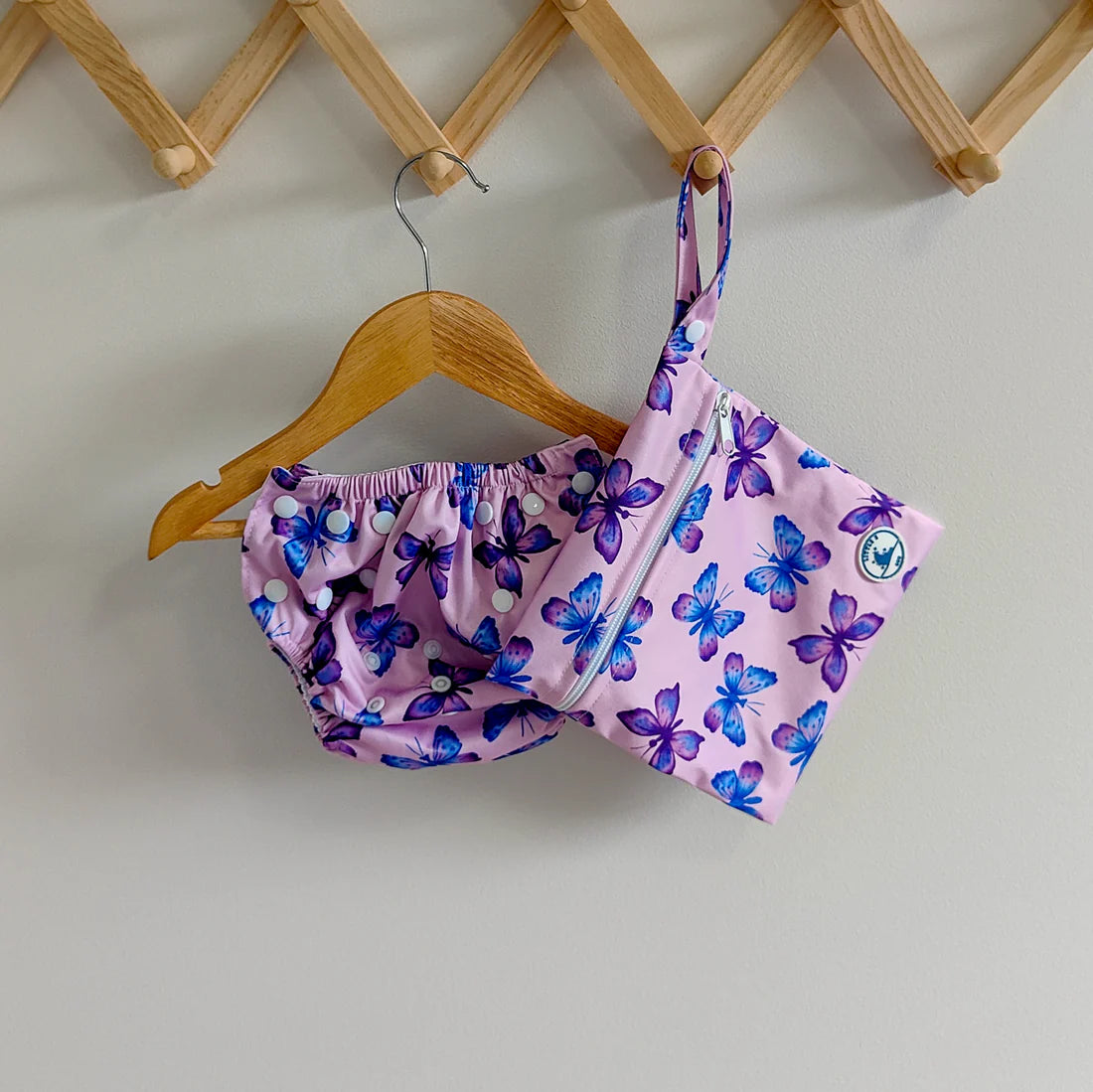Reusable Swim Nappy & Mini Wet Bag Combo - Butterflies