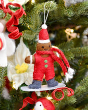 Felt Gingerbread on Snowboard Ornament