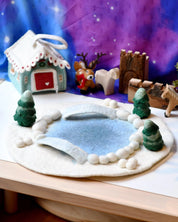 Felt Round Snow Ice Rink Play Mat Playscape