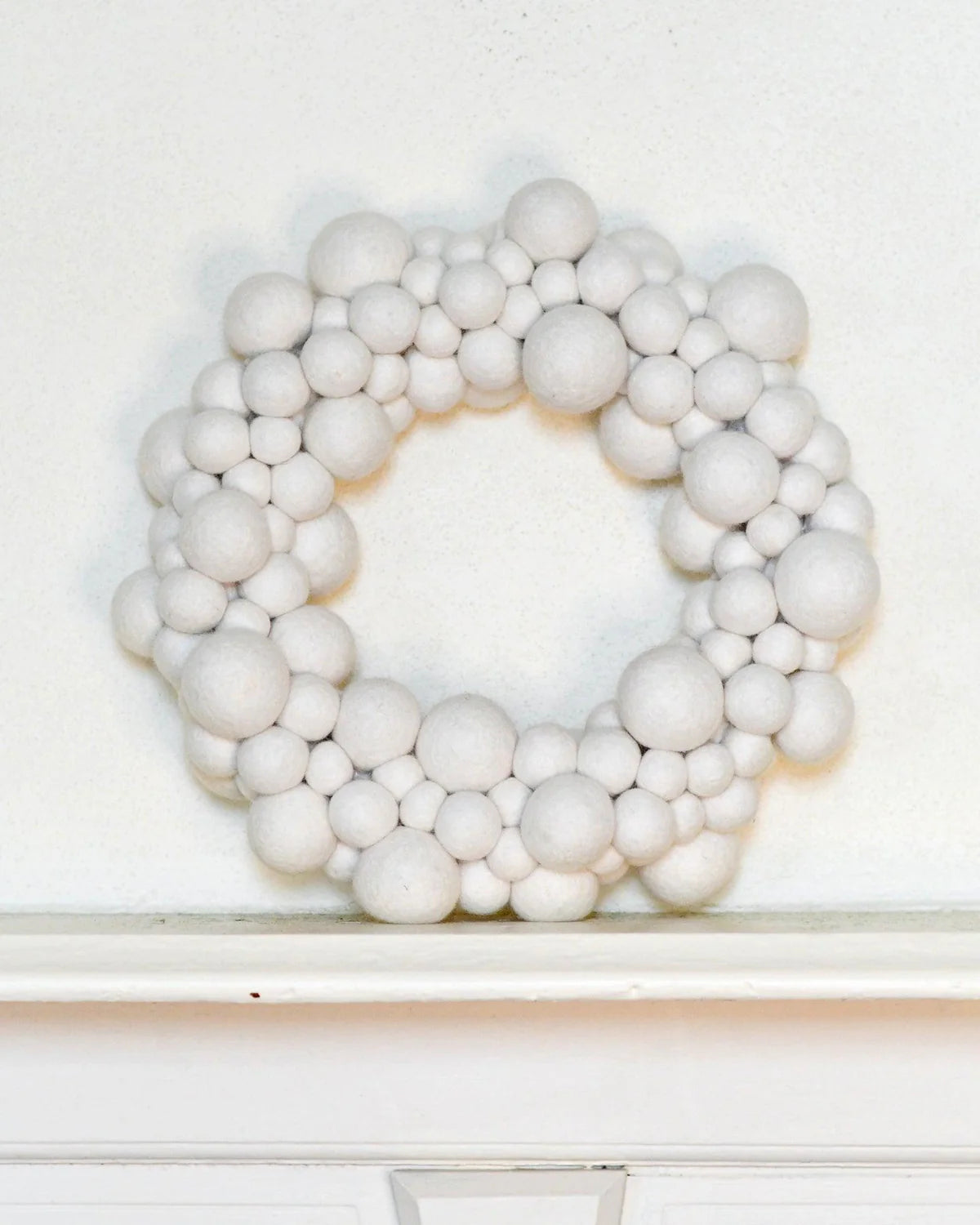 White Felt Ball Wreath (35cm)