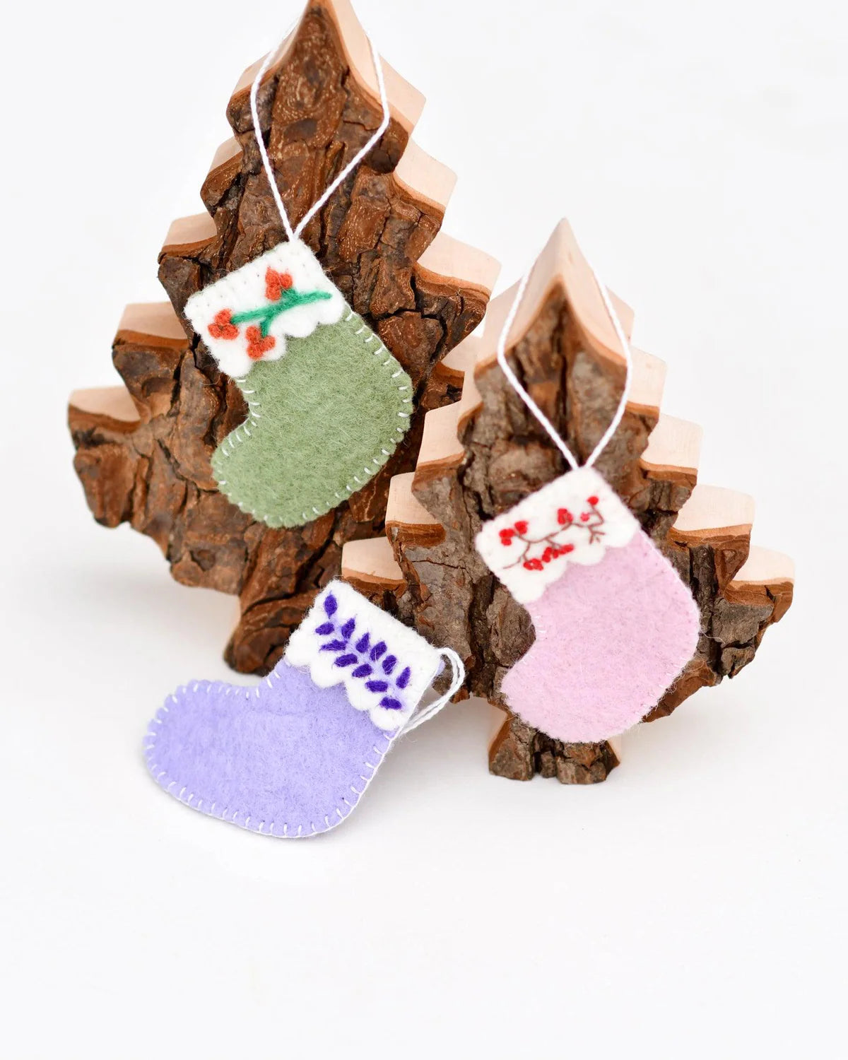 Felt Christmas Stocking Ornaments A (Set of 3)