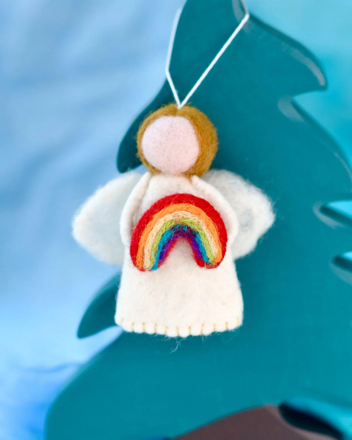 Felt Waldorf Diversity Angel with Rainbow - Yellow Hair