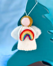 Felt Waldorf Diversity Angel with Rainbow - Yellow Hair