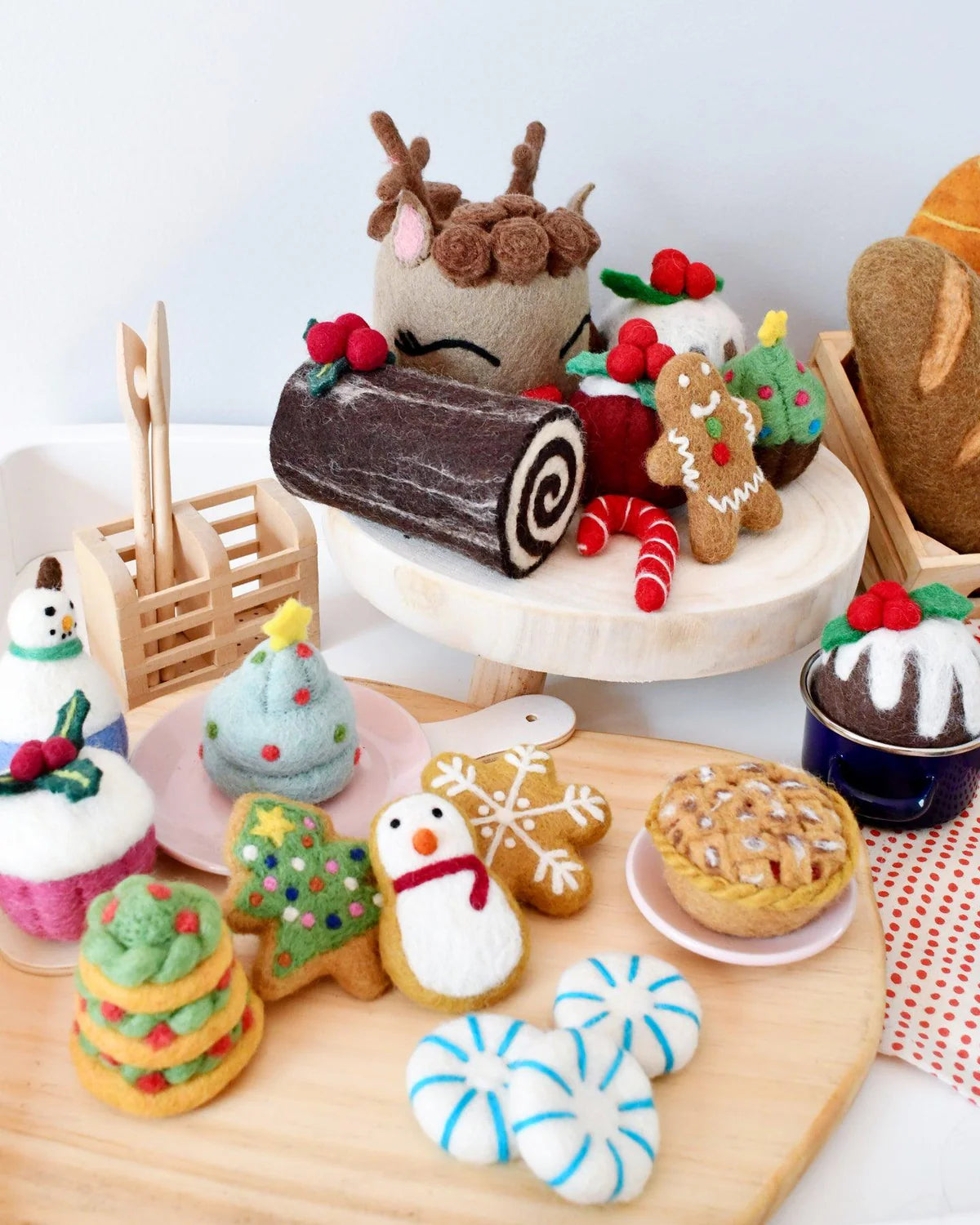 Felt Peppermint Candy Lollies (Green and White) - Set of 3