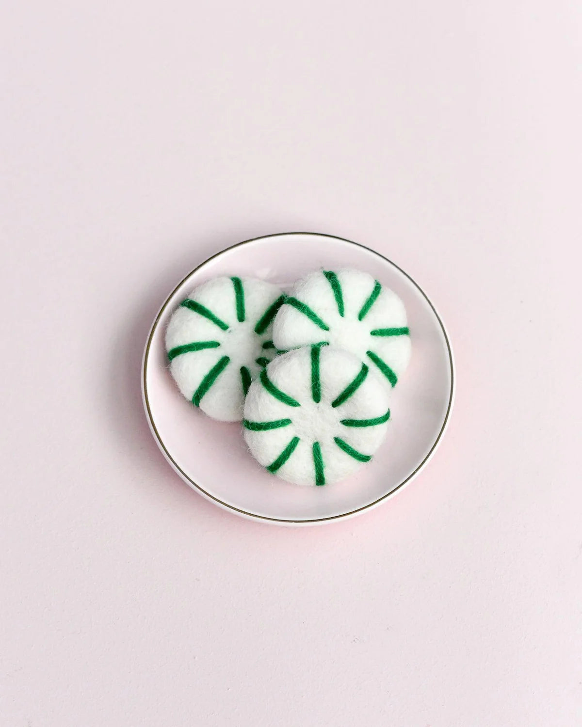 Felt Peppermint Candy Lollies (Green and White) - Set of 3