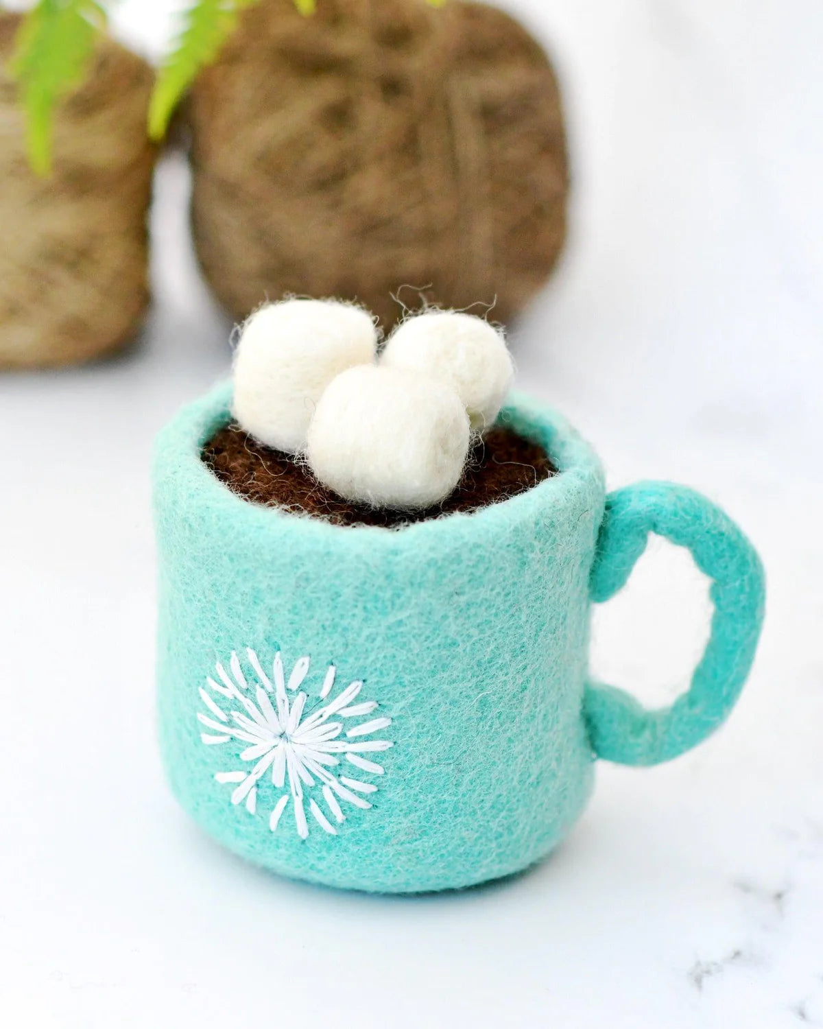 Felt Hot Chocolate Cacao with Marshmallows (Blue Cup)