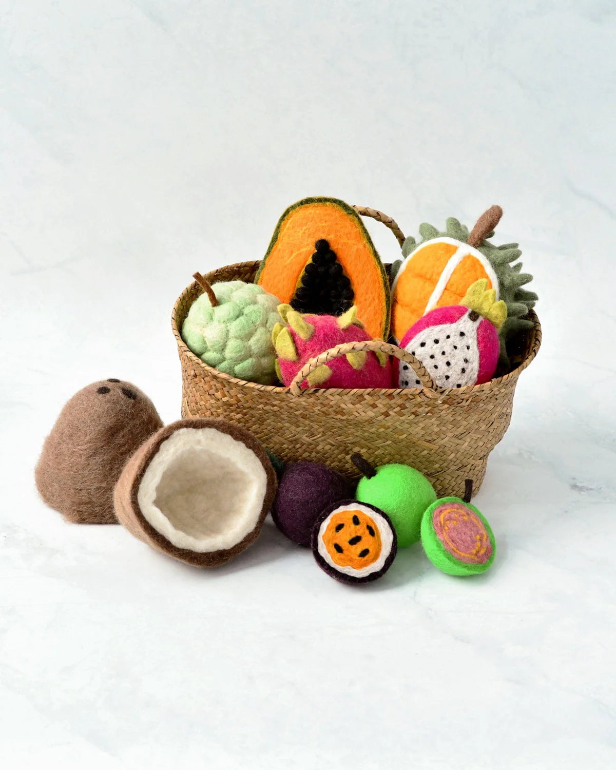 Felt Tropical Fruits Play Food Set (Set of 11 pieces)